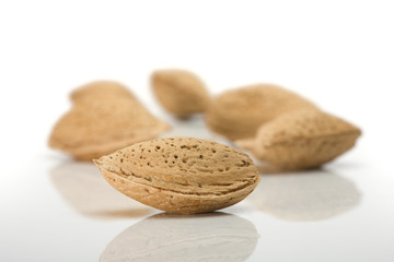 Pile of ripe crude almonds
