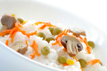 Rice and the vegetables