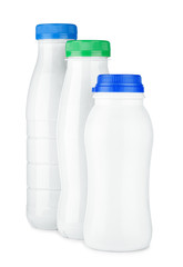 row of three white bottle