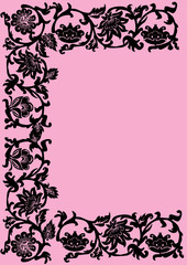 floral half frame design on pink