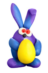 Plasticine rabbit with easter egg