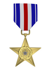 3d render Silver star medal
