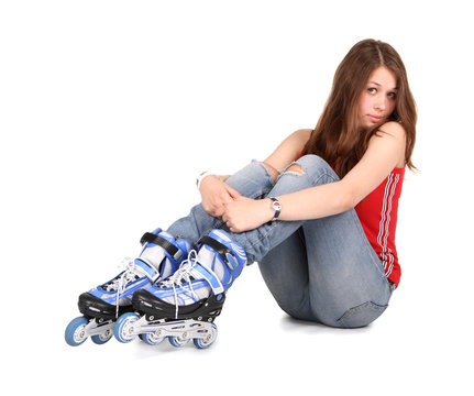 The beautiful girl on roller skates