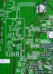 Closeup of electronic circuit board