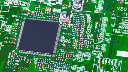 Closeup of electronic circuit board