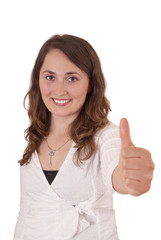 Young woman showing OK