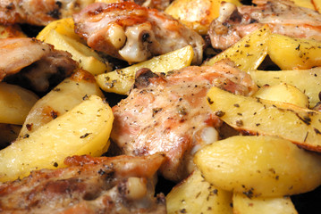 Fried chiken with french fries.