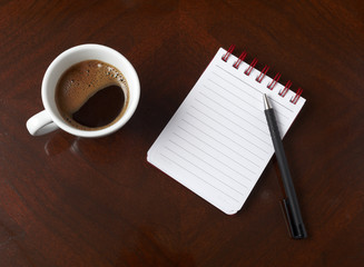cup of coffee drink notebook pencil business