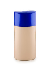 brown bottle with blue cover