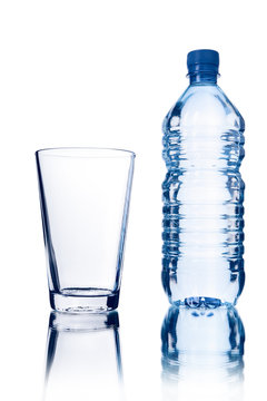bottle and glass isolated
