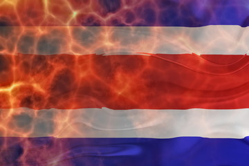 Flag of Costa Rica wavy burning