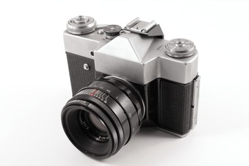 old russian analog camera isolated on white