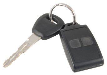 car alarm and key isolated on white background