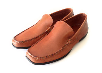Male leather shoes isolated on white.