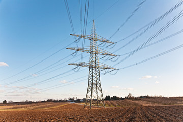 electricity tower for energy in beautiful landscape