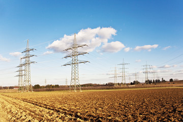 electricity tower for energy in beautiful landscape