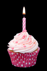 Pink birthday cupcake
