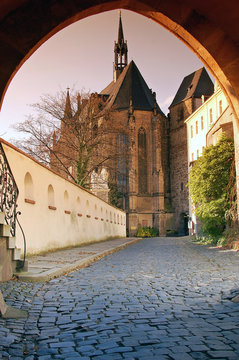 In Altenburg vom Torhaus Ansicht der Schlosskirche