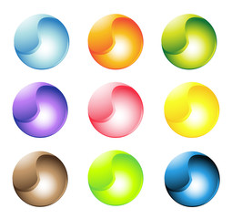 Multi-colored spherical buttons