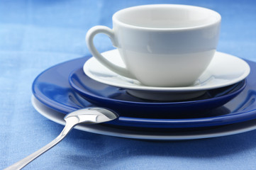 Blue and white dishware