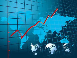 Business Graph with arrow showing profits and gains