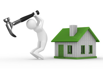 House building on white background. Isolated 3D image