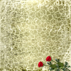 Card for congratulation or invitation with red roses