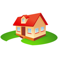 House with red roof and garden in vector format. eps and ai file