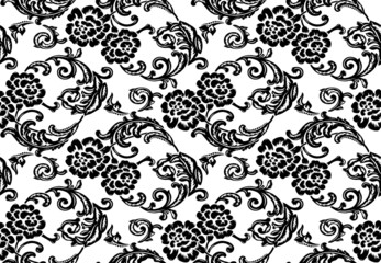 Vector illustration. Seamless leaf pattern with flower bud