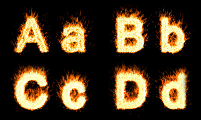 Burning A, B, C, D characters