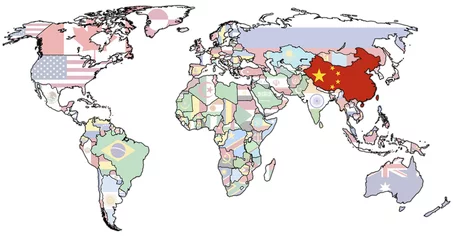 Stoff pro Meter China auf der Weltkarte © michal812