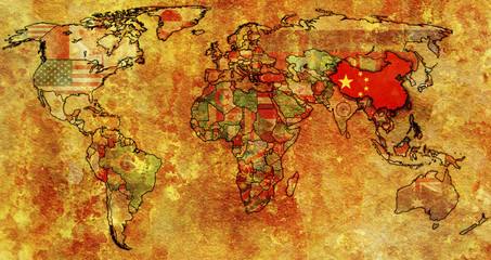 china on map of world