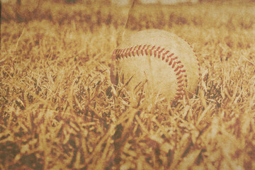 Grunge Baseball in Grass