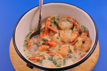 Shrimp in white sauce