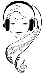 Beautiful girl listening to headphones