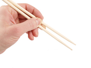 Using chopsticks towards white background