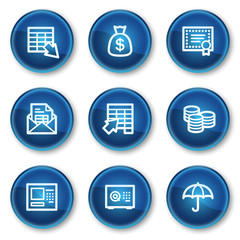 Banking web icons, blue circle buttons