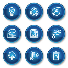 Ecology web icons set 1, blue circle buttons