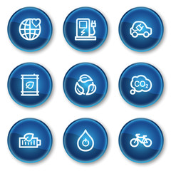 Ecology web icons set 4, blue circle buttons