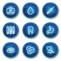 Medicine web icons set 1, blue circle buttons