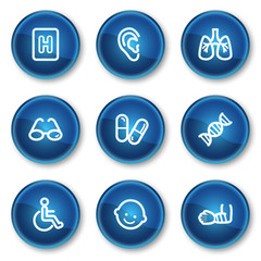 Medicine web icons set 2, blue circle buttons