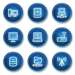 Network web icons, blue circle buttons