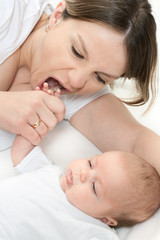 happy family - mother and baby