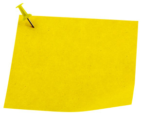 post-it punaise pointe jaune, mémo, fond blanc