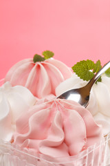 Strawberry and vanilla ice cream.