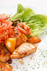 Chicken and roasted vegetable salad