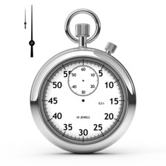 Stopwatch isolated on white with separately hands