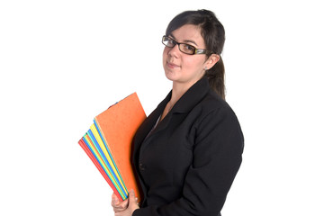 portrait d'une femme d'affaire en tailleur noir