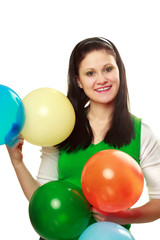 Fototapeta na wymiar happy woman with balloons