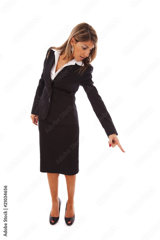 Wall mural businesswoman pointing down